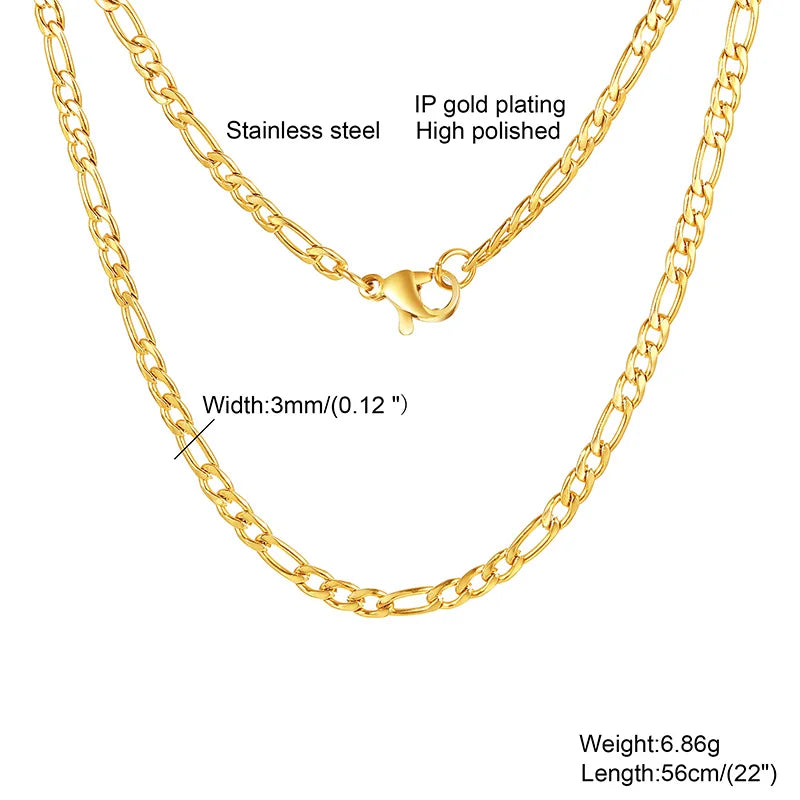 Figaro Link Chain Necklace – Gold & Silver Stainless Steel Chain Necklace SPOT