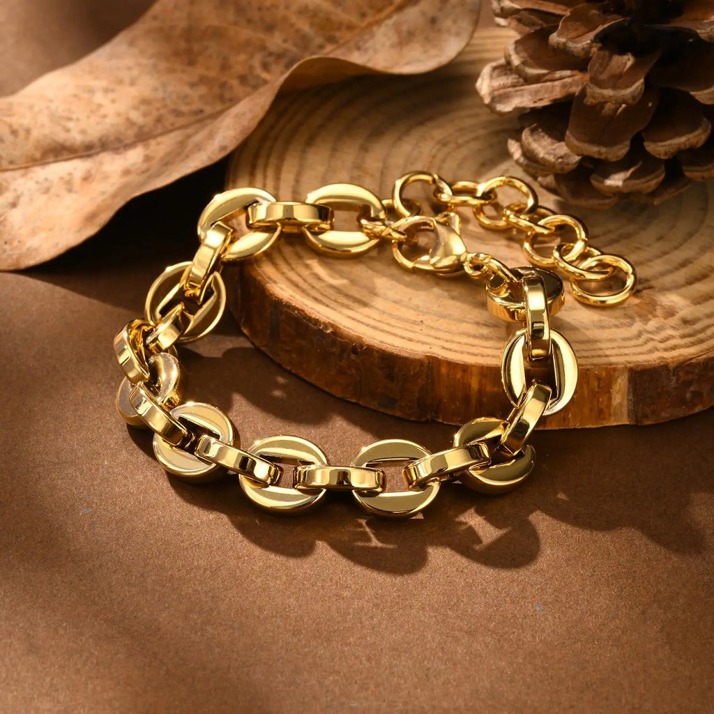 Gold Link Chain Bracelet for Women – Adjustable Stainless Steel Chain Link Bracelet SPOT Default Title