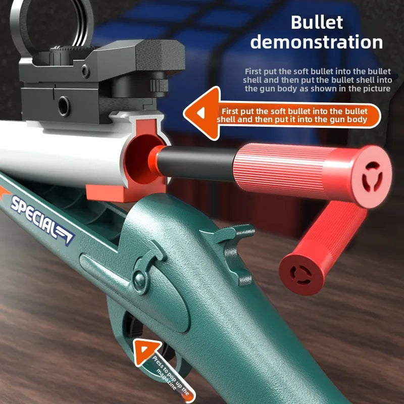 Mini S686 Shell Ejecting Soft Bullet Toy Gun | Ages 14+ Soft Bullet Toy Gun SPOT