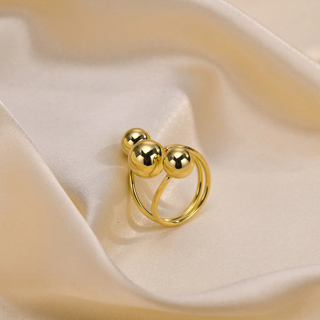 Meaeguet 18K Gold Beaded Ball Open Statement Ring for Women Fashion Statement Ring SPOT