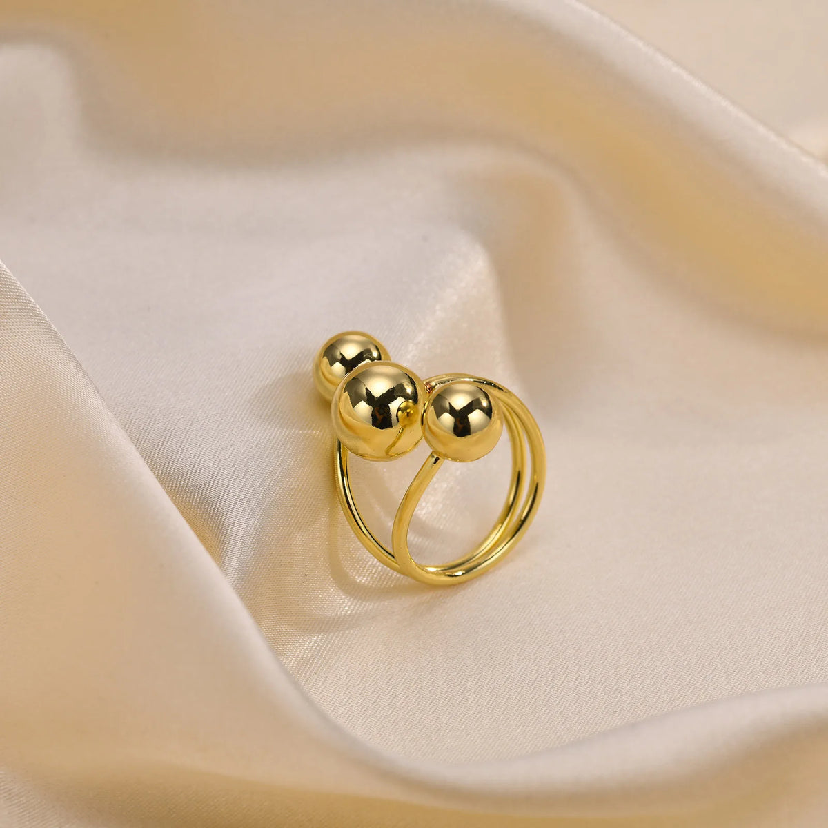 Meaeguet 18K Gold Beaded Ball Open Statement Ring for Women Fashion Statement Ring SPOT