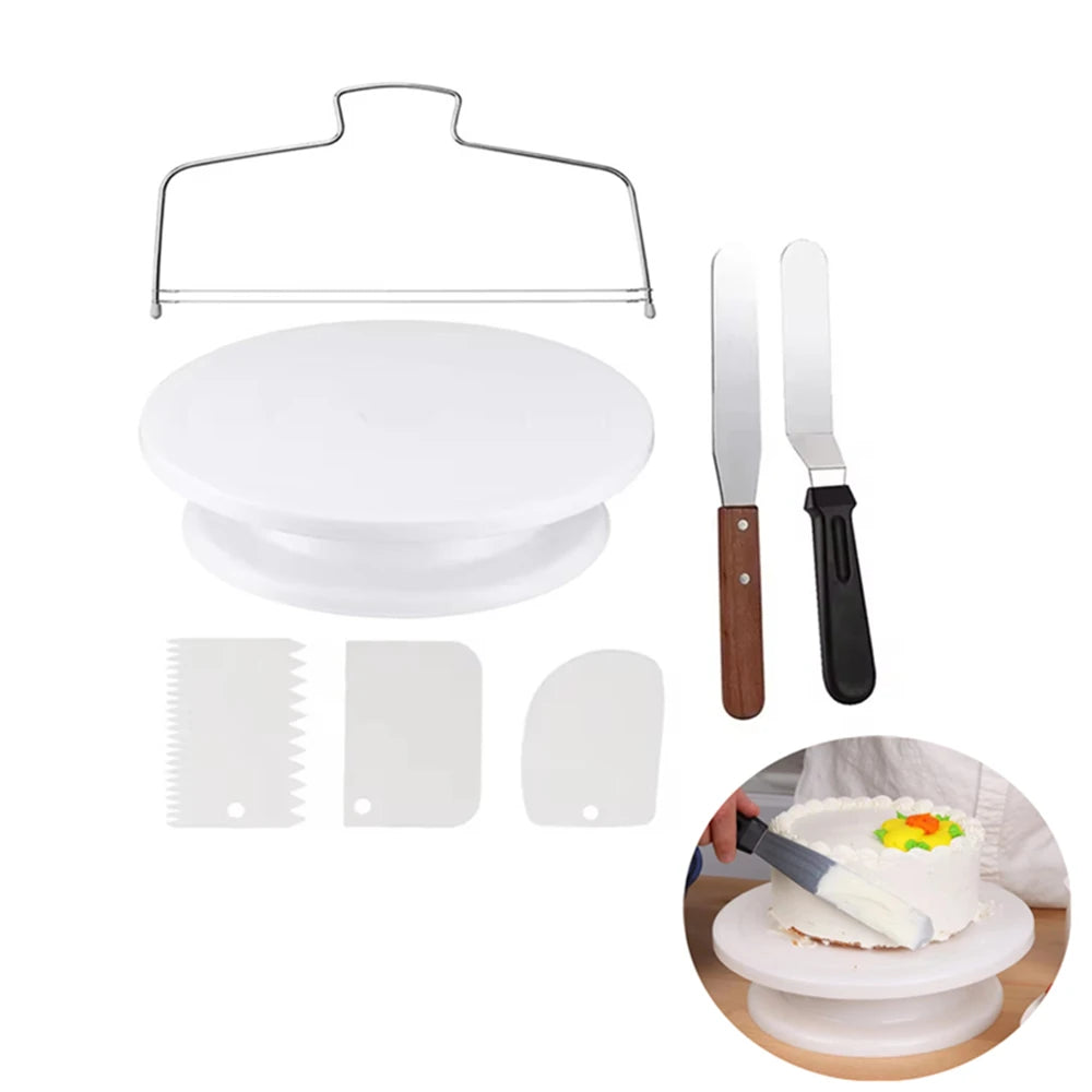 Cake Turntable Set – Spatulas, Scrapers & Cake Leveler Kit Cake Decorating Set SPOT