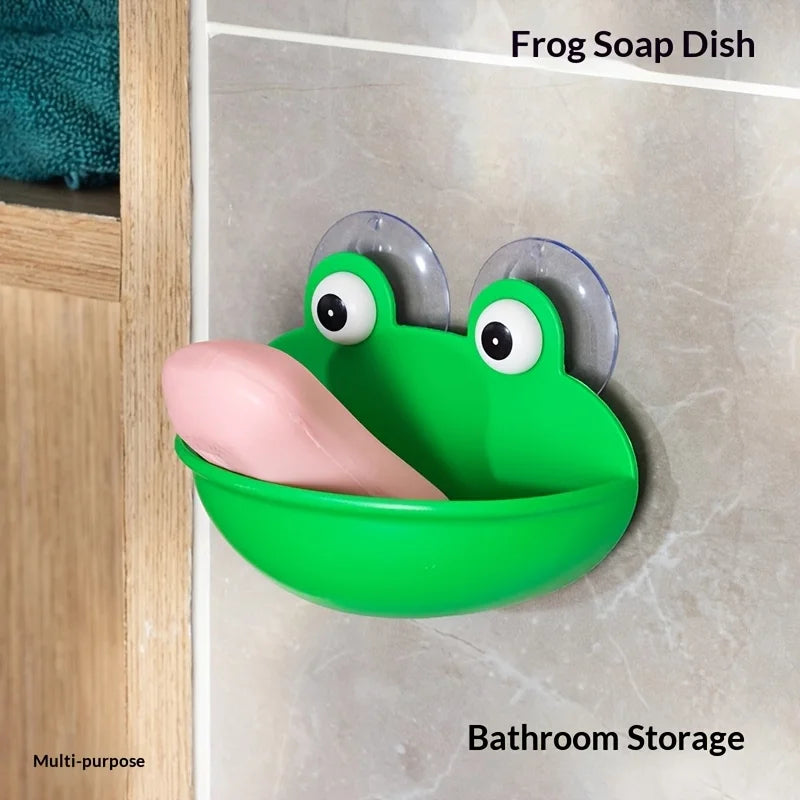 Suction Cup Frog Soap Dish – Cute Wall-Mounted Soap Holder Soap Dish SPOT 1PC