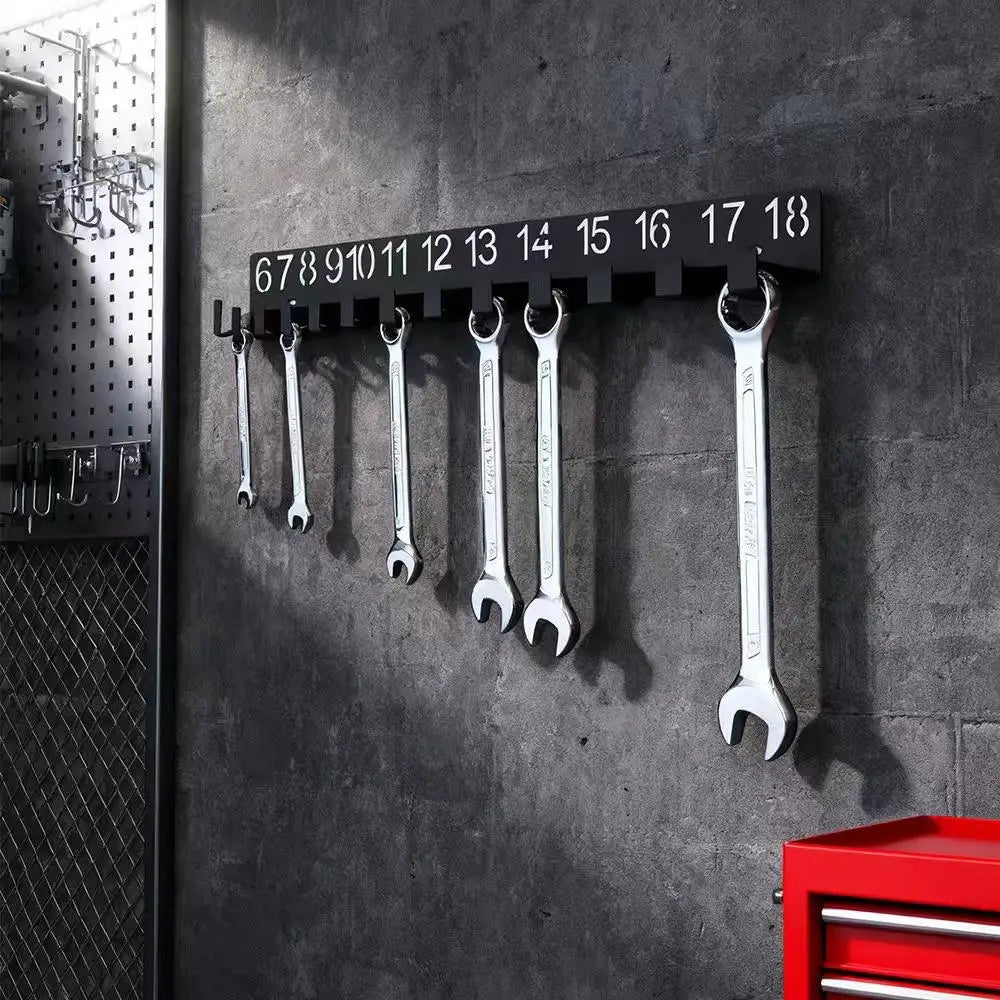 Wall-Mounted Wrench Organizer Rack – Numbered Steel Tool Holder Tool Organizer Rack SPOT