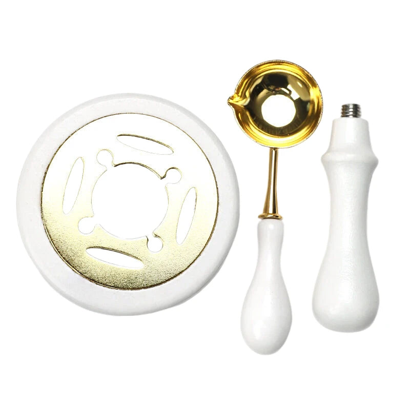 3-Piece Wax Seal Stamp Set – Melting Furnace, Spoon & Handle Wax Seal Kit SPOT A3