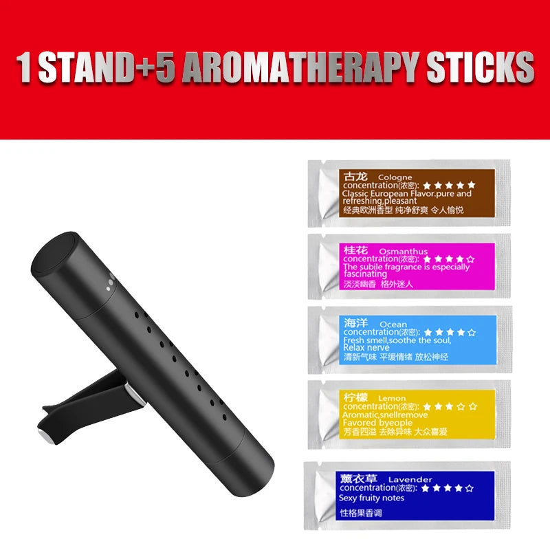 Car Vent Clip Essential Oil Diffuser + 5 Aroma Refill Sticks Car Air Freshener SPOT As shown