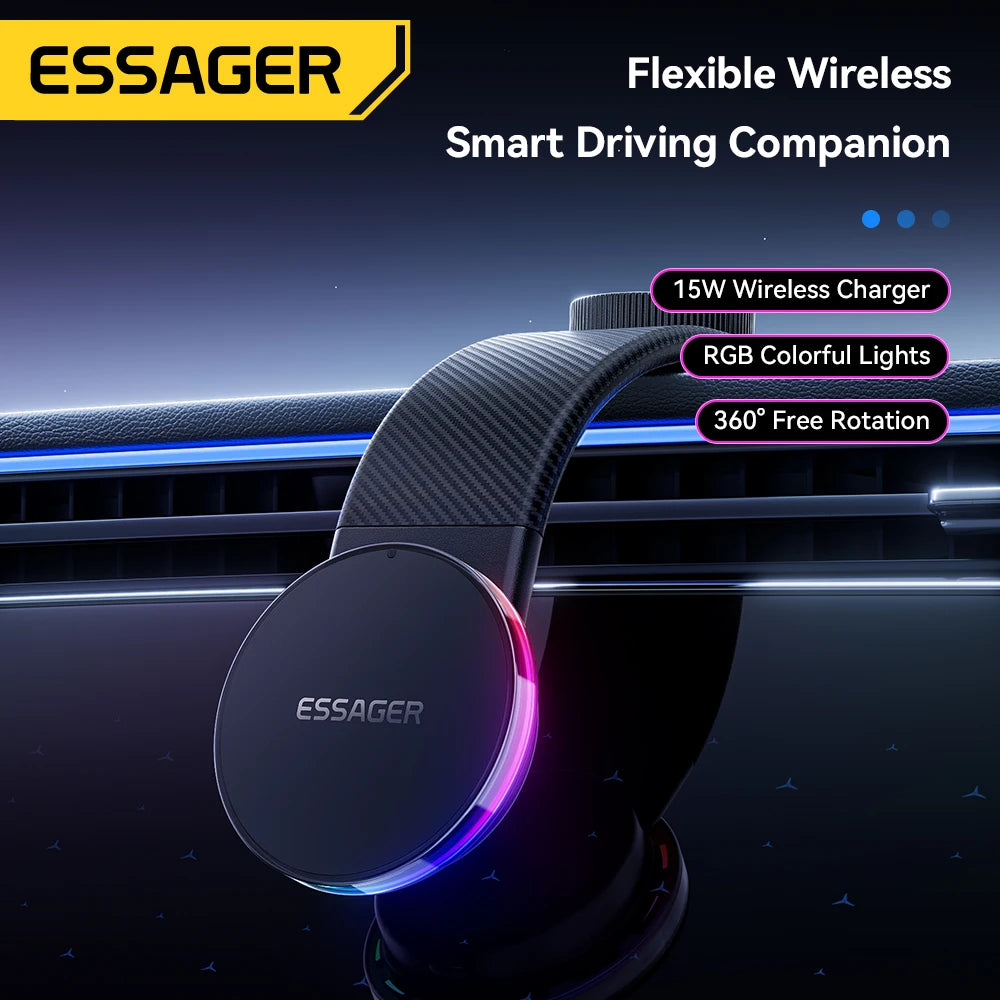 Essager 360° Magnetic Car Phone Holder – 15W Wireless Charger Magnetic Car Phone Mount SPOT
