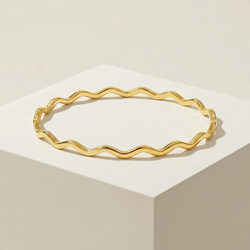 Wavy Gold Bangle Bracelet – Stainless Steel Minimalist Jewelry Bangle Bracelet SPOT Default Title