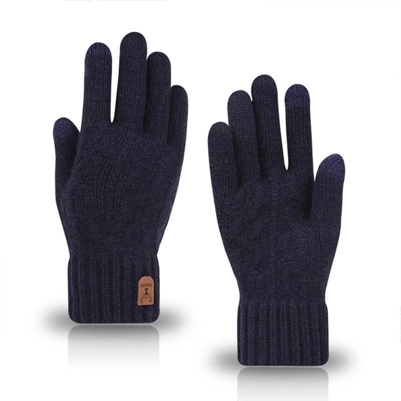 Winter Touch Screen Cycling Gloves – Fleece Windproof Knit Winter Cycling Gloves SPOT navy blue