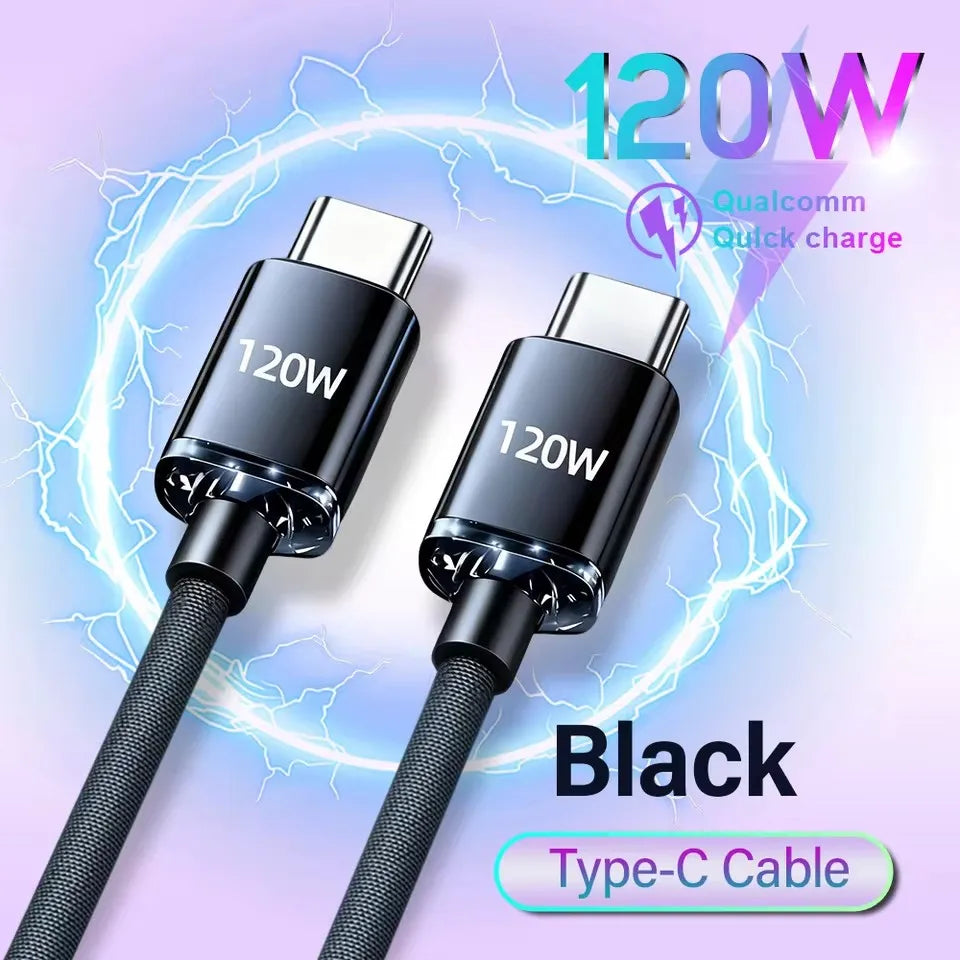 120W Fast Charging USB-A to USB-C Nylon Braided Cable USB Charging Cable SPOT