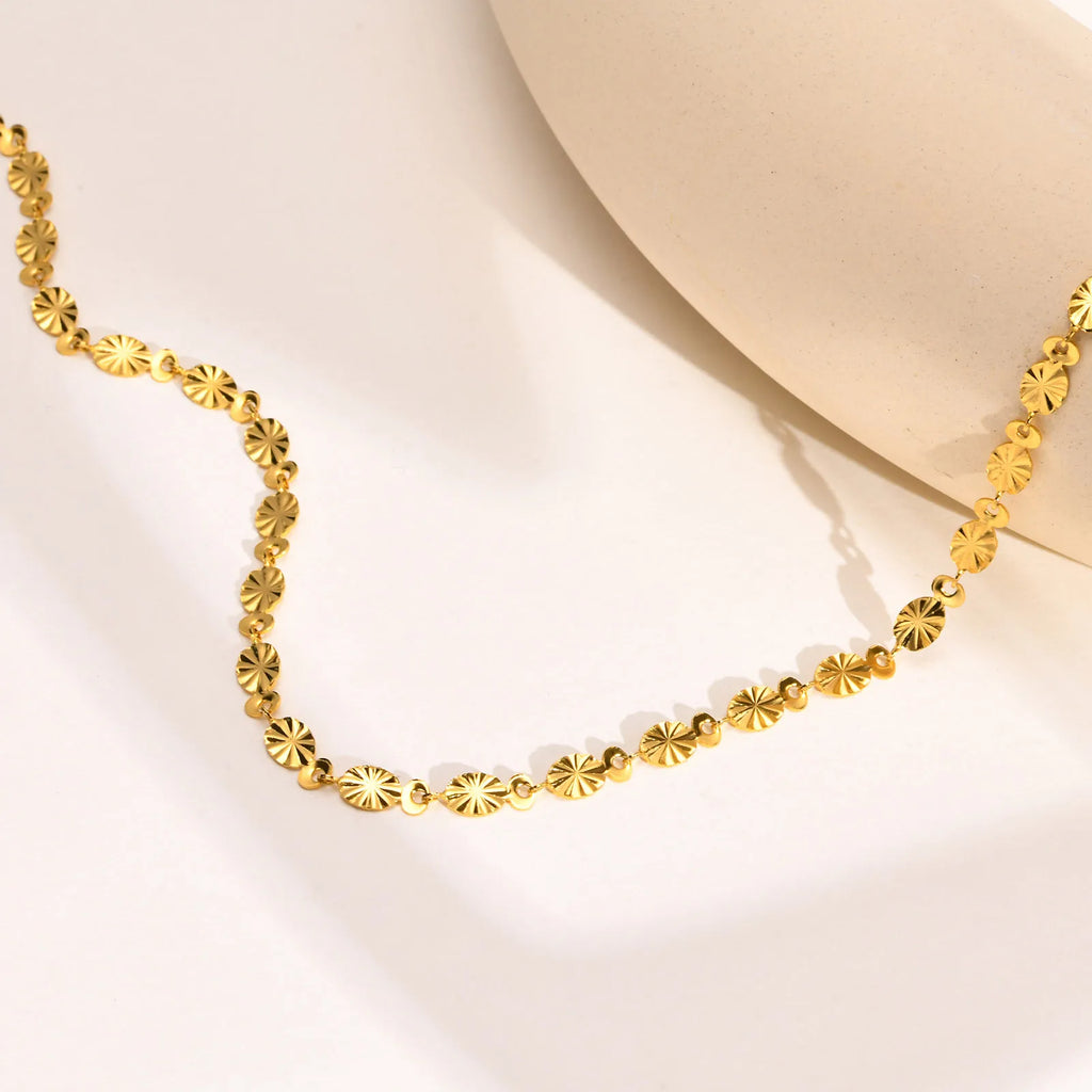 Daisy Chain Necklace – Gold Stainless Steel Flower Collar Chain Necklace SPOT