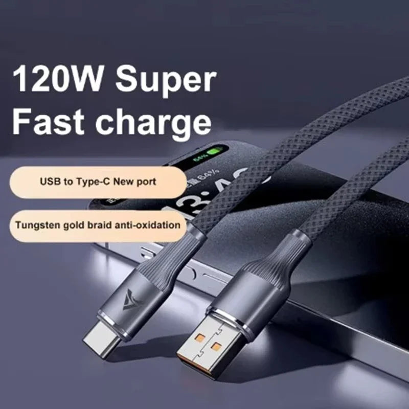120W USB-C Braided Fast Charging Cable 1M/1.5M/2M/3M USB-C Charging Cable SPOT