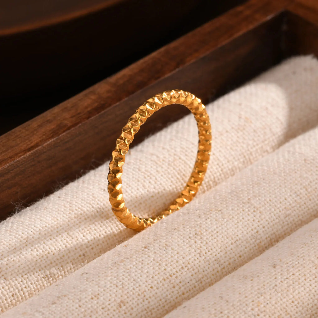 Hammered 18K Gold Plated Stacking Ring – 2mm Midi Knuckle Stacking Ring SPOT US Ring Size 08