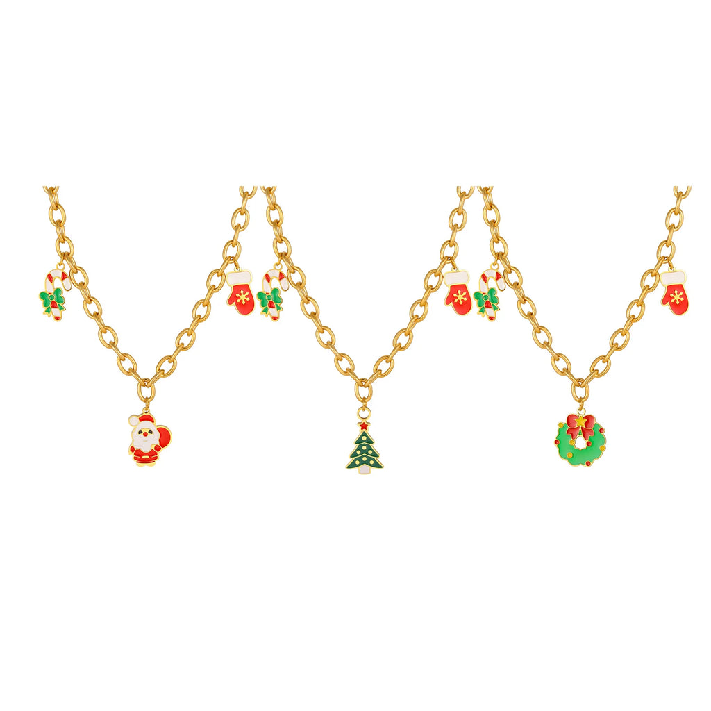 Christmas Charm Necklace – Stocking, Tree & Santa Pendant Pendant Necklace SPOT