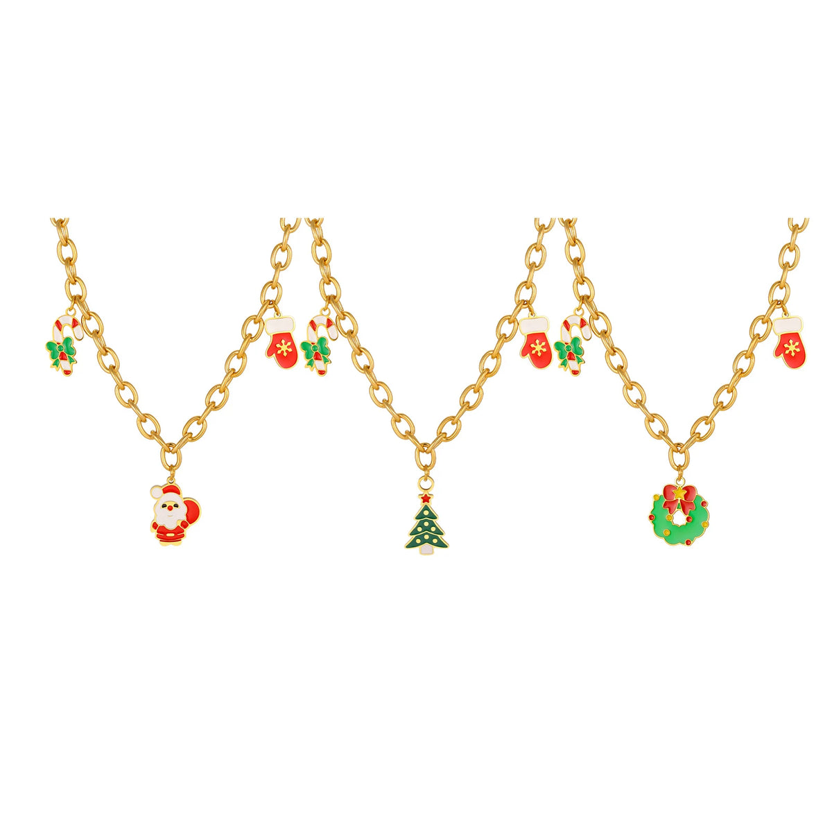 Christmas Charm Necklace – Stocking, Tree & Santa Pendant Pendant Necklace SPOT