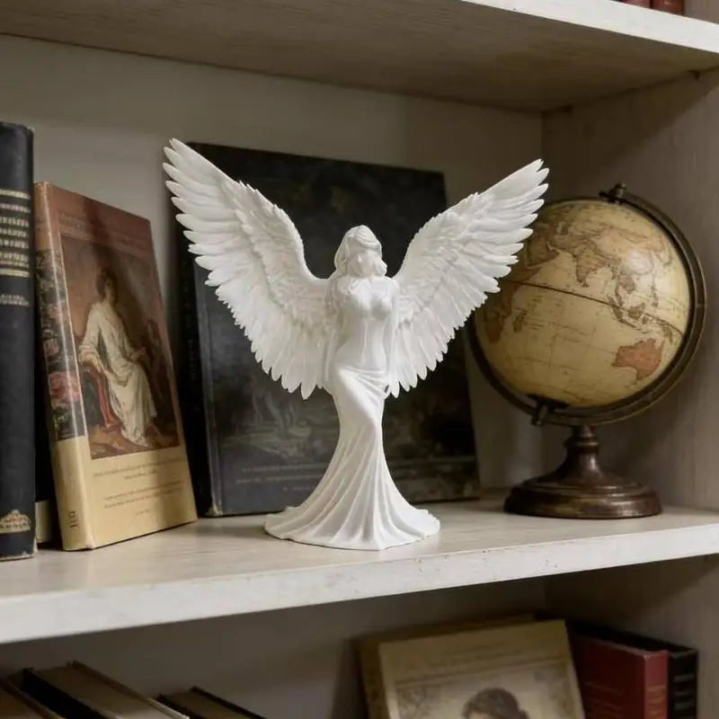 White Angel Wings 3D Printed Goddess Figurine Desk Ornament Decorative Figurine SPOT