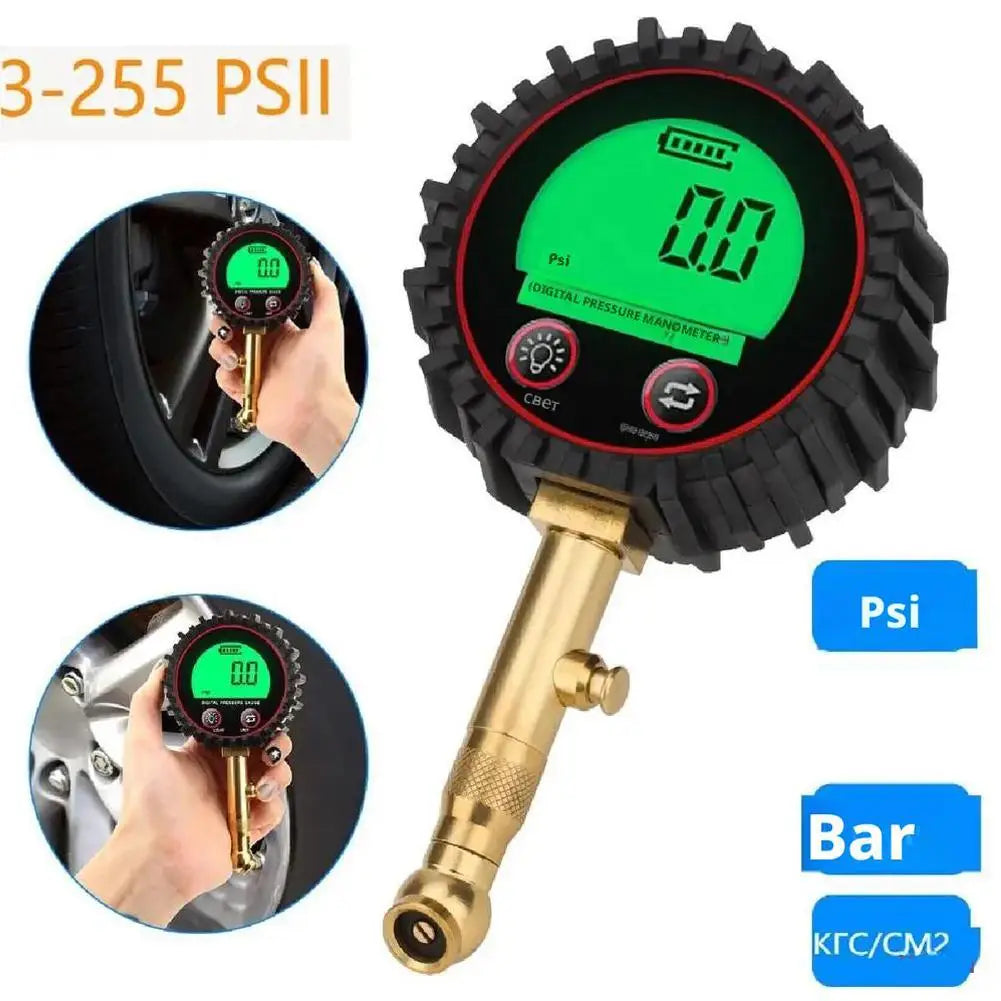 Digital Tire Pressure Gauge 3–255 PSI | LCD Backlight Display Tire Pressure Gauge SPOT