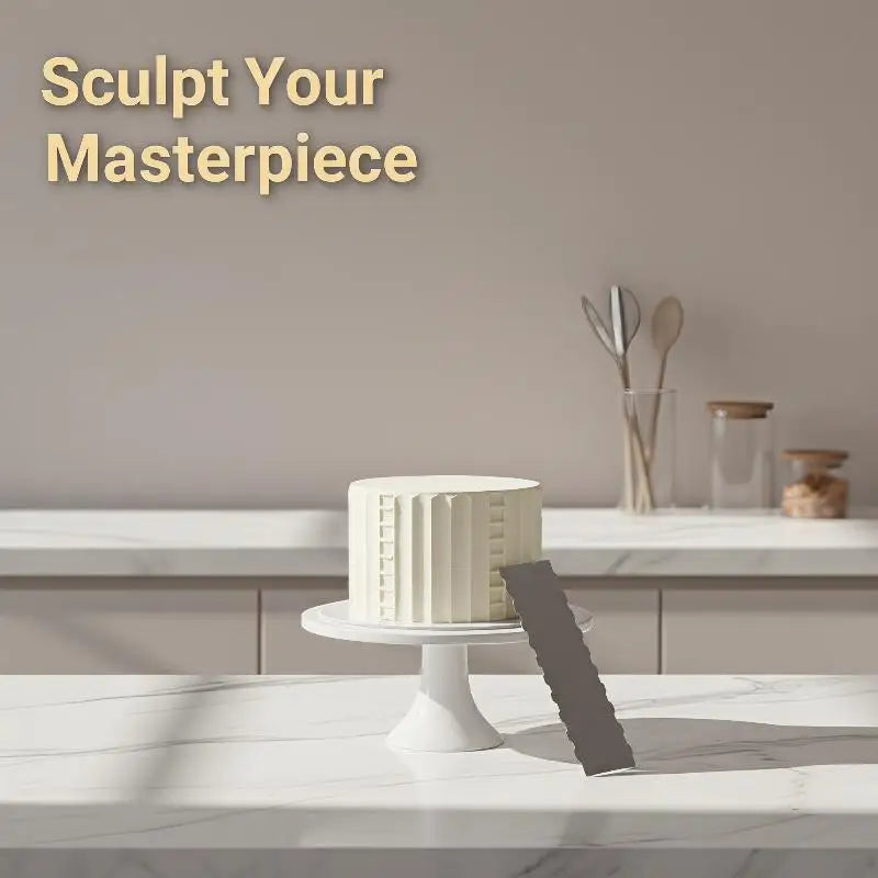 Stainless Steel Serrated Cake Scraper – Rust-Resistant Baking Tool Cake Decorating Scraper SPOT