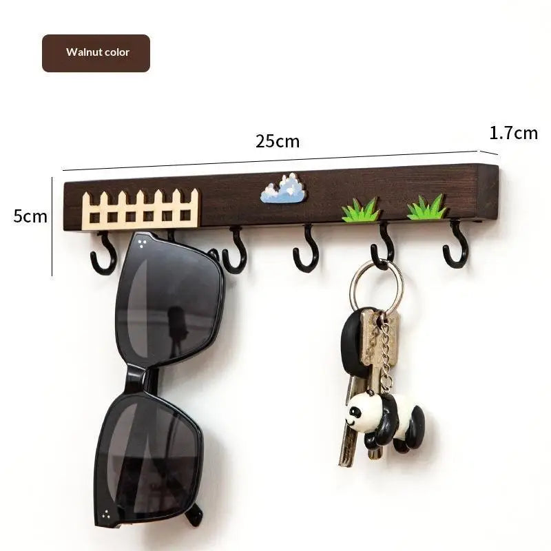 Wooden Wall Hook Rack – 6 Heavy Duty Hooks, Kids Cartoon Decor Wall Hook Rack SPOT A8