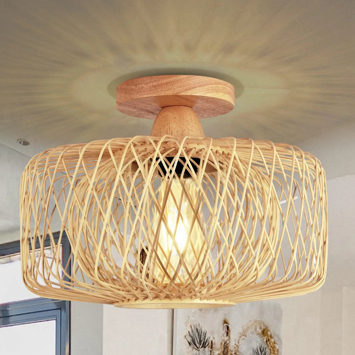 Woven Rattan Bamboo Lampshade – Pendant & Ceiling Light Shade Woven Lamp Shade SPOT