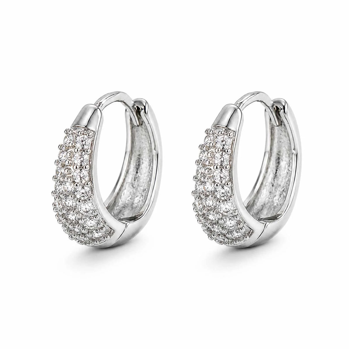 Chunky Pavé CZ Huggie Hoop Earrings – Gold & Silver | Women Huggie Hoop Earrings SPOT EBD-572S