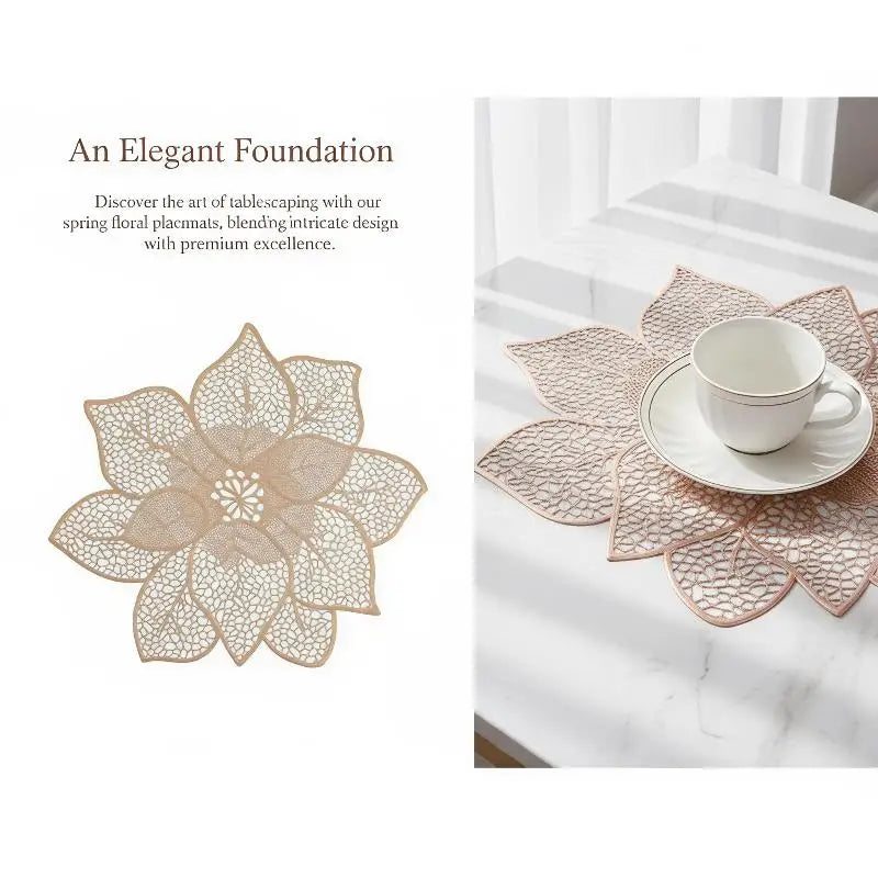 Metallic Lotus Flower PVC Placemat – Waterproof & Non-Slip Decorative Placemat SPOT