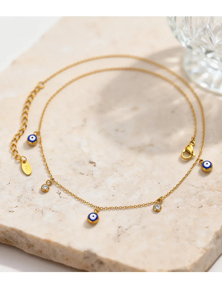 Evil Eye Pendant Necklace – Stainless Steel Cubic Zirconia Pendant Necklace SPOT
