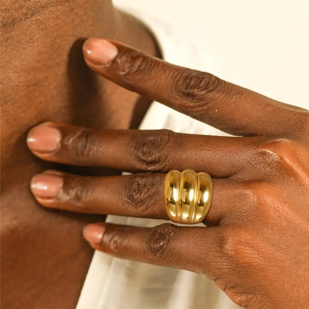 Chunky Croissant Ring – 18K Gold Stainless Steel Statement Ring Statement Ring SPOT
