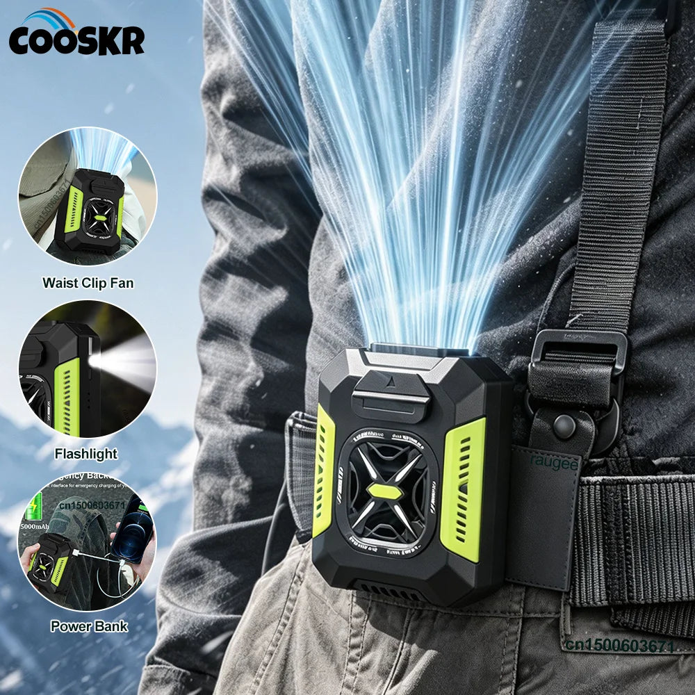 Portable Waist Clip Fan 5000mAh USB Rechargeable & LED Light Portable Clip Fan SPOT