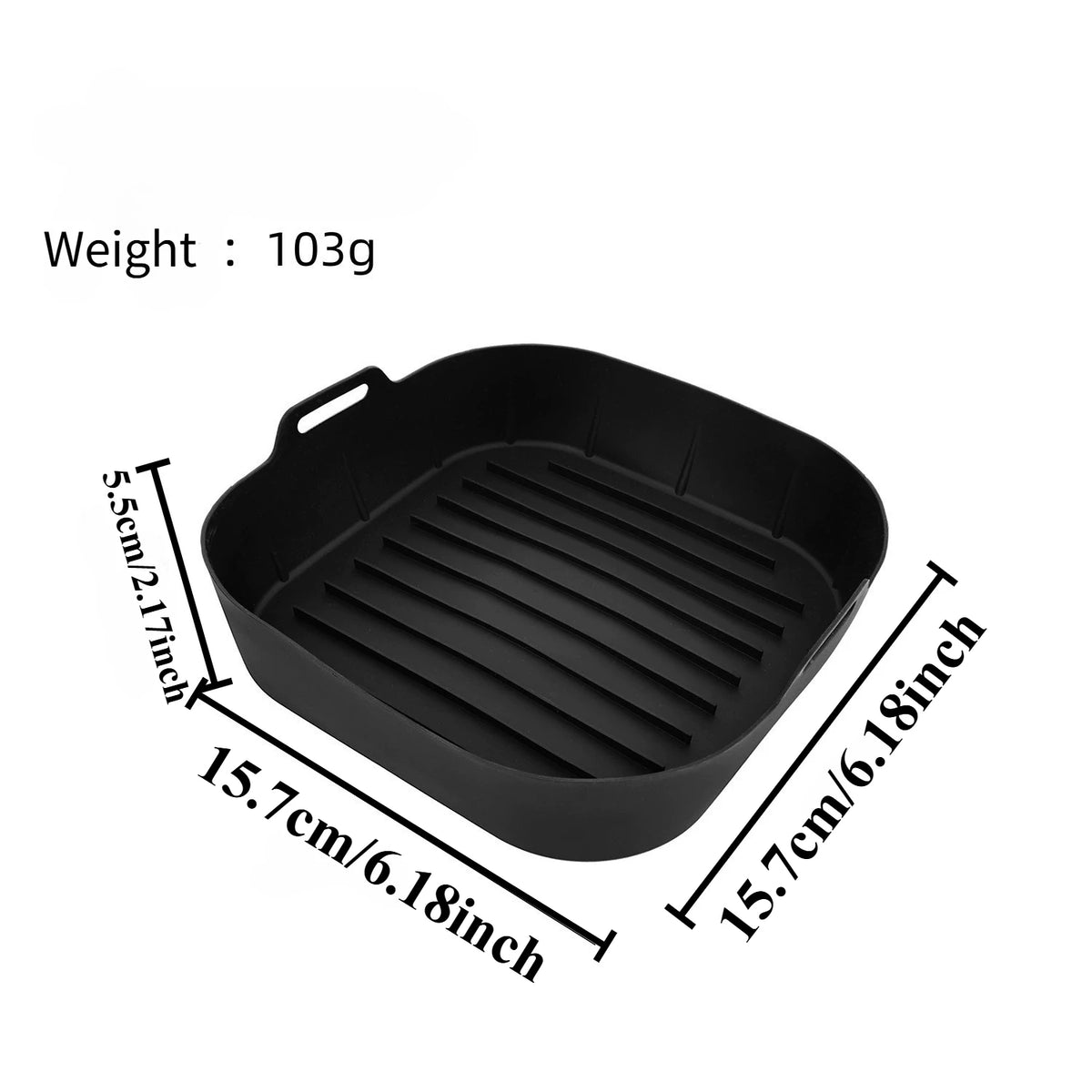 Silicone Air Fryer Liner – Non-Stick Reusable Square Basket Silicone Air Fryer Liner SPOT Black-Small