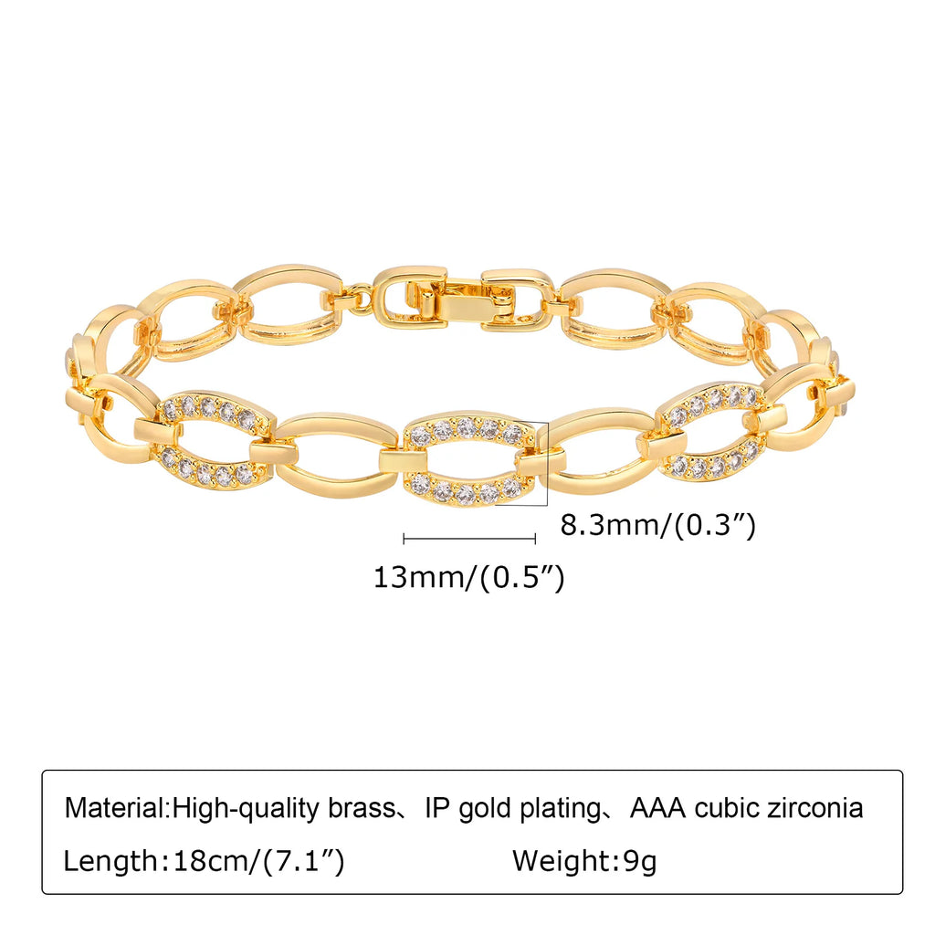 Meaeguet 18K Gold Plated Zirconia Tennis Bracelet Women Tennis Bracelet SPOT PBR-103G