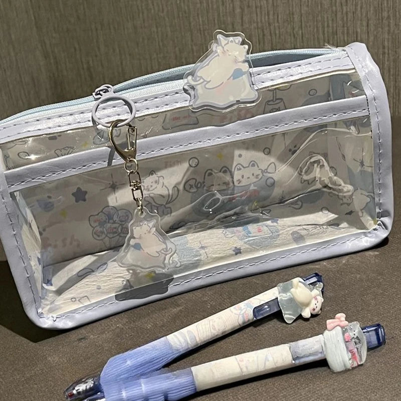 Cartoon Translucent Pencil Case – Large Capacity Stationery Bag Pencil Case SPOT