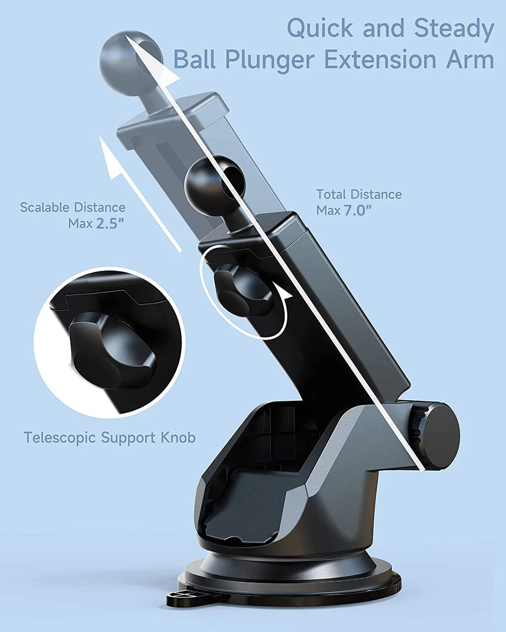 17mm Ball Head Suction Cup Car Phone Mount – Dashboard & Windshield Car Phone Mount SPOT