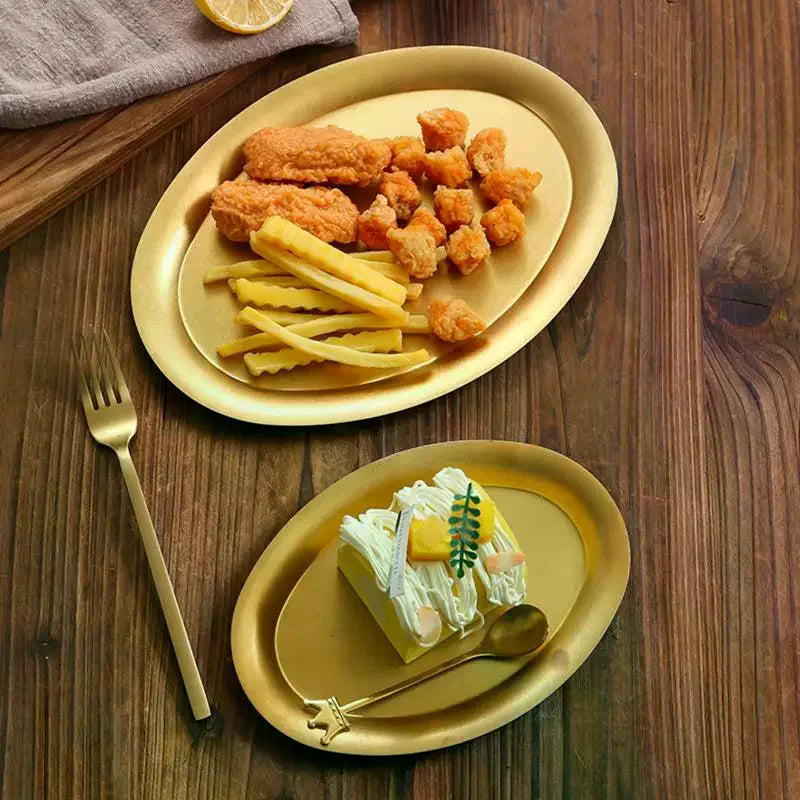 Retro Stainless Steel Oval Serving Plate | Multi-Size Platter Oval Serving Plate SPOT