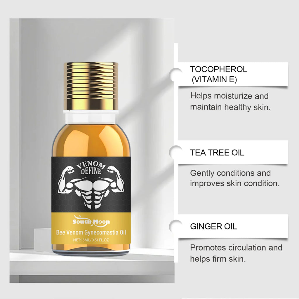 Men's Chest Firming Massage Oil – Bee Venom & Plant Extracts Body Sculpting Oil SPOT
