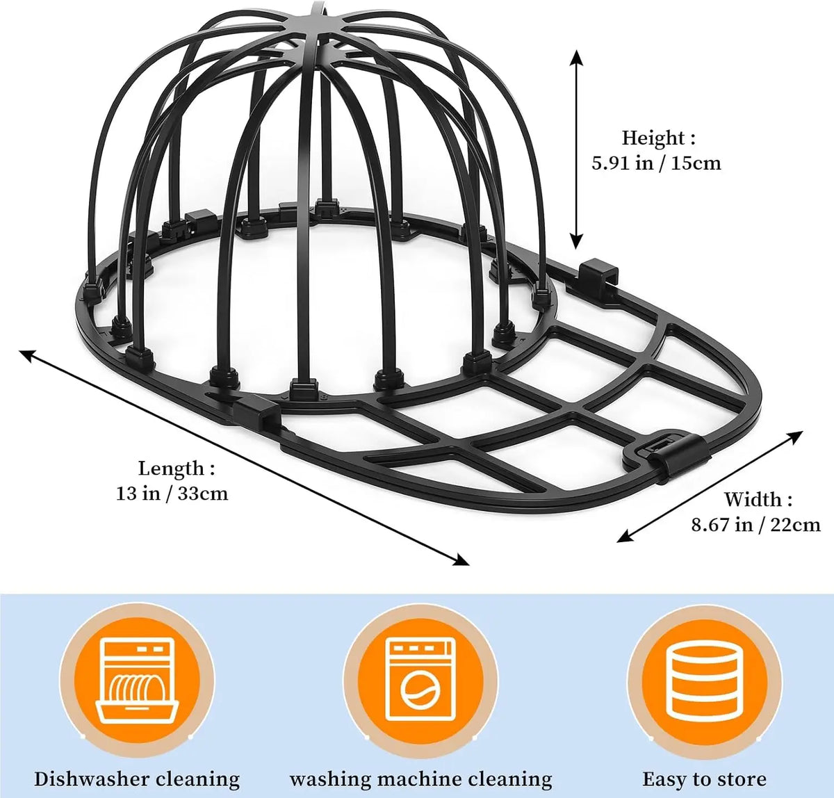 Baseball Cap Washer Cage – Hat Cleaner Frame, Machine & Dishwasher Hat Washer Cage SPOT