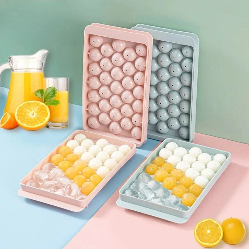 Round Ice Ball Maker Tray with Lid – 33-Grid Diamond Mold Ice Ball Maker Tray SPOT