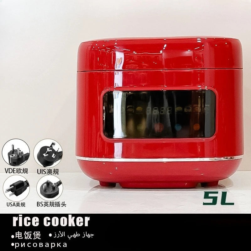 DUTRIEUX 5L Digital Rice Cooker & Multicooker – Smart Timer Electric Multicooker SPOT Red US