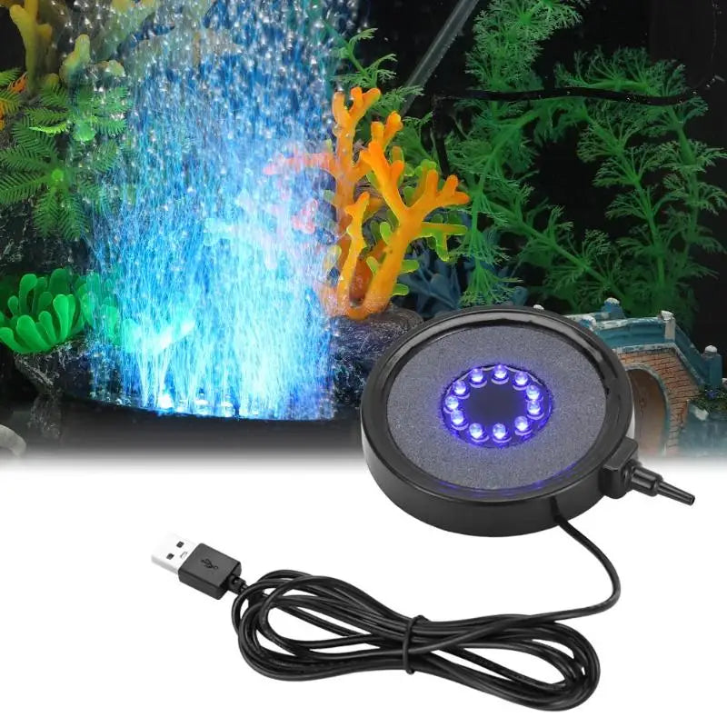 LED Aquarium Air Stone USB Bubble Diffuser – Fish Tank Decor Aquarium Bubble Diffuser SPOT