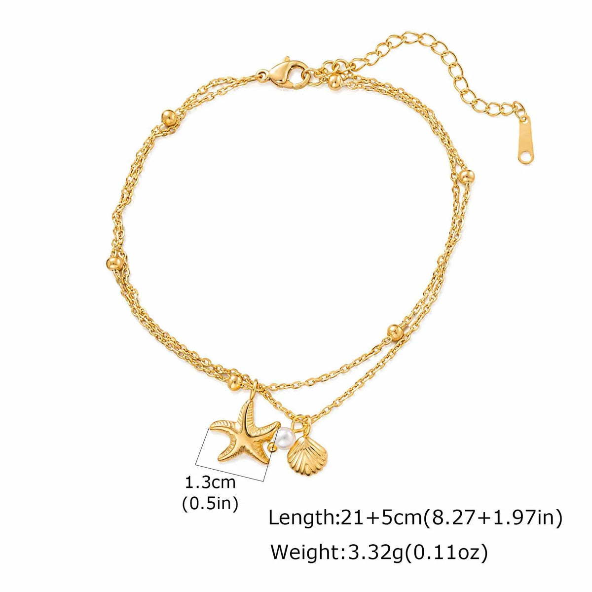 Women's Silver Stainless Steel Bead Anklet – Waterproof Ankle Bracelet SPOT PJC-003G
