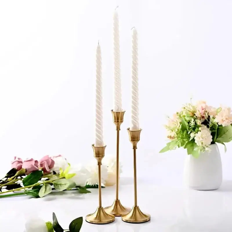 3-Piece Gold Candlestick Set – Elegant Table Décor Candlestick Set SPOT