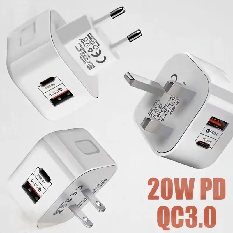 20W USB-C PD Dual Port Fast Wall Charger – EU/US/UK Plug USB-C Wall Charger SPOT