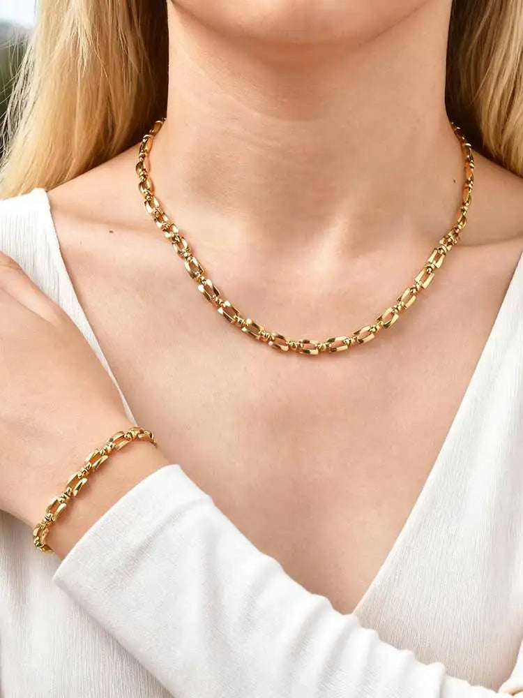 Minimalist Gold Plated Stainless Steel Chain Necklace Women Chain Link Necklace SPOT