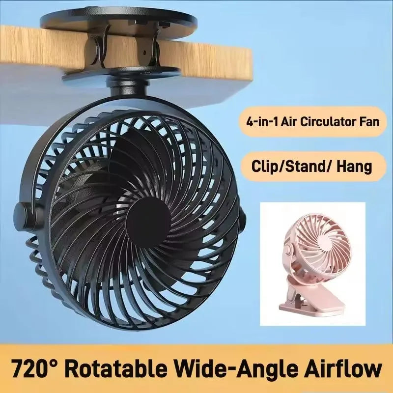 720° Clip Fan USB Rechargeable with Built-In Night Light Clip Fan SPOT