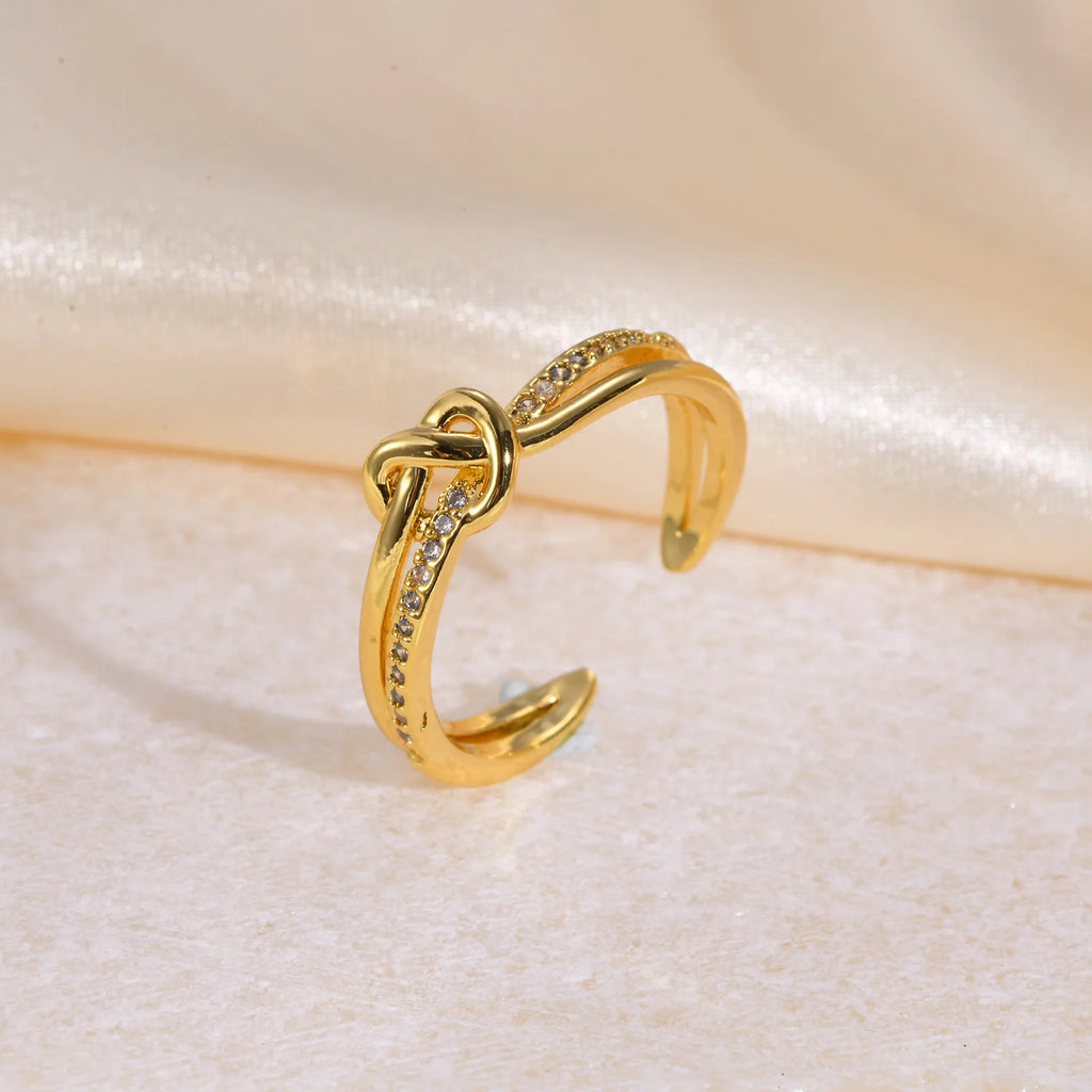 Love Knot Ring Women – 18K Gold CZ Adjustable Ring | Meaeguet Fashion Ring SPOT
