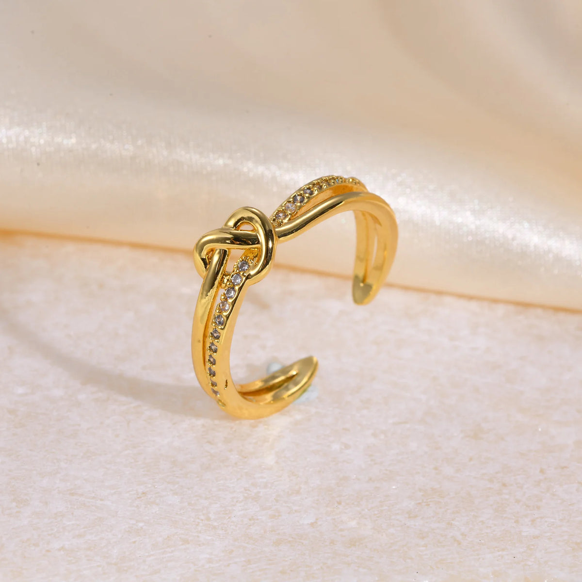 Love Knot Ring Women – 18K Gold CZ Adjustable Ring | Meaeguet Fashion Ring SPOT