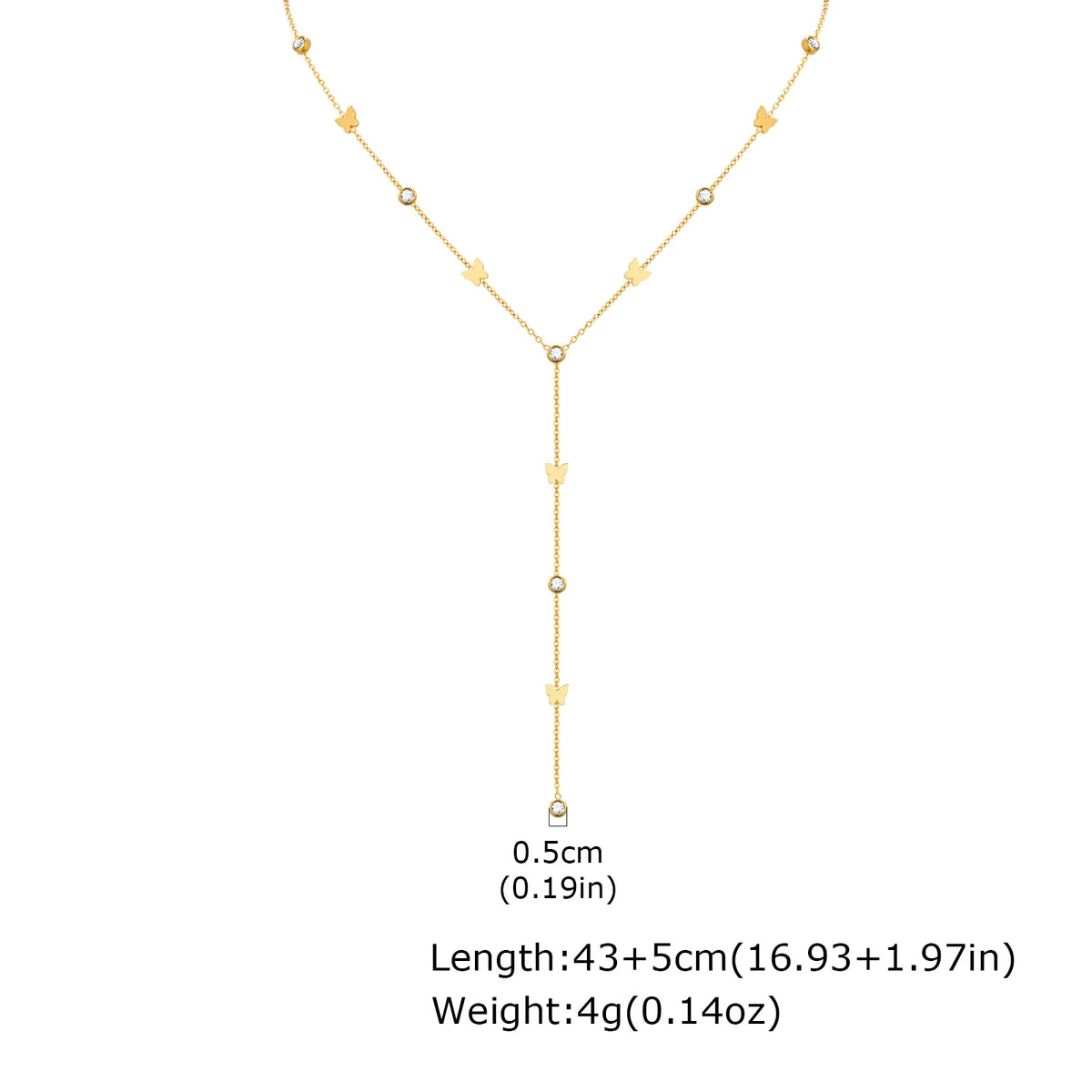 Cross Y-Shaped Lariat Necklace – Gold Zirconia Drop Chain Lariat Chain Necklace SPOT NC-2416G02