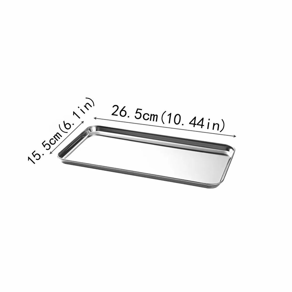 Stainless Steel Rectangular Tray – Liangpi Vermicelli & BBQ Dish Kitchen Prep Tray SPOT 1pc slivery