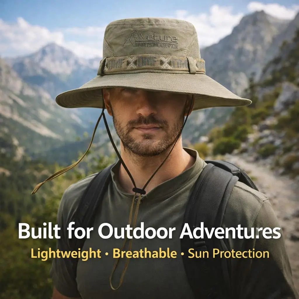 Men's Wide Brim Mesh Bucket Hat – Safari Fishing Outdoor Cap Outdoor Bucket Hat SPOT