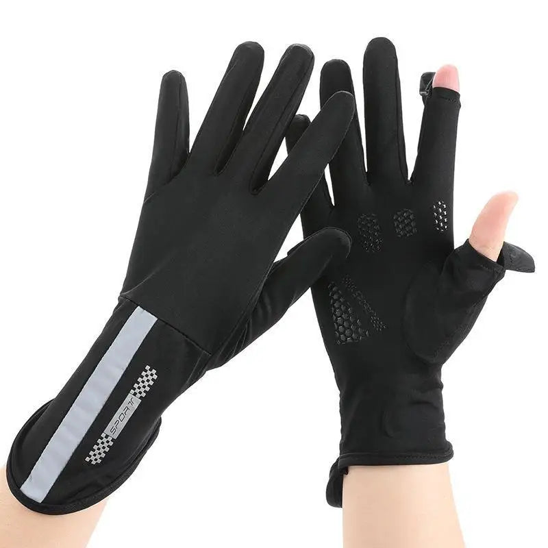UV Ice Silk Driving Gloves – Touchscreen & Anti-Slip Sun Protection UV Driving Gloves SPOT Black